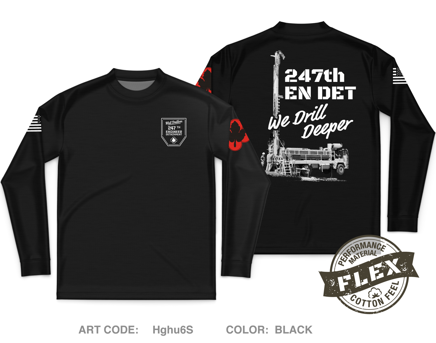 247th EN DET WD Fundraising Collection Core Men's LS Flex Performance Tee - Hghu6S