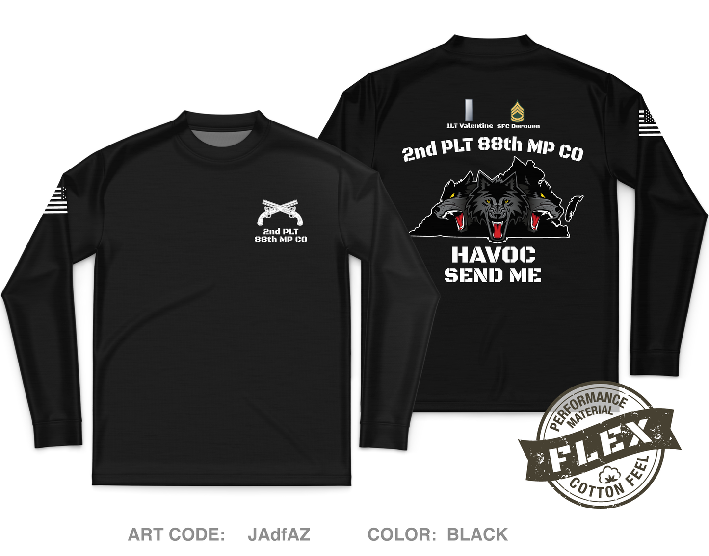 2nd PLT/ 88th MP CO Core Men's LS Flex Performance Tee - JAdfAZ