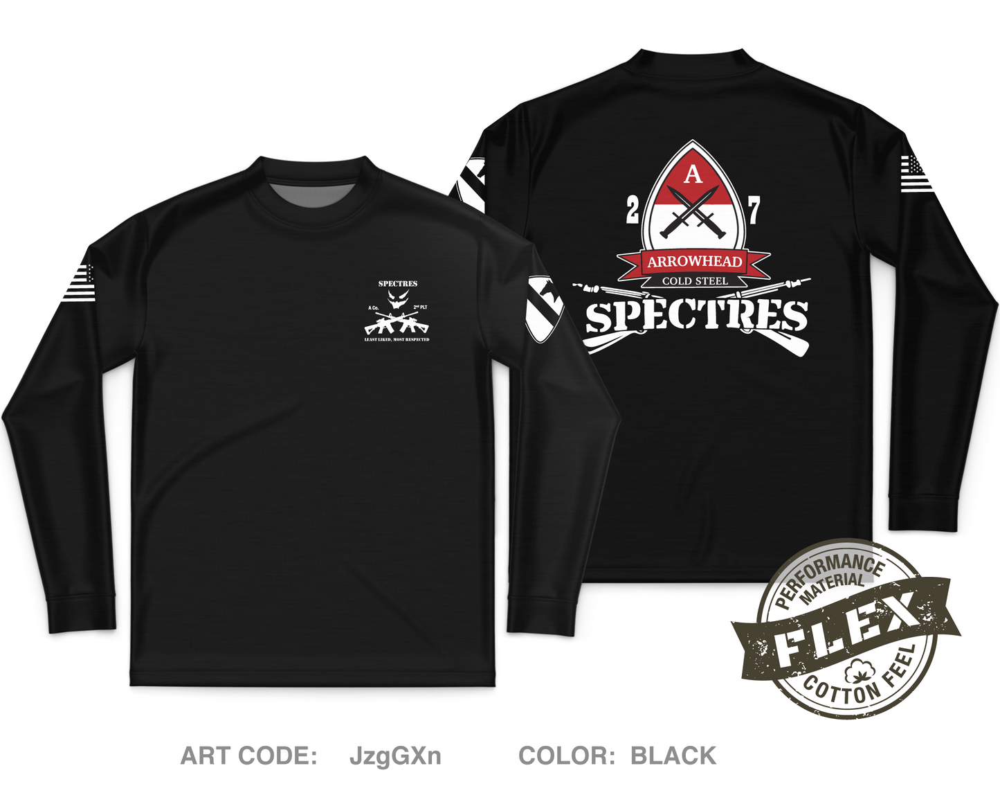2nd PLT A-CO, 2-7CAV Core Men's LS Flex Performance Tee - JzgGXn