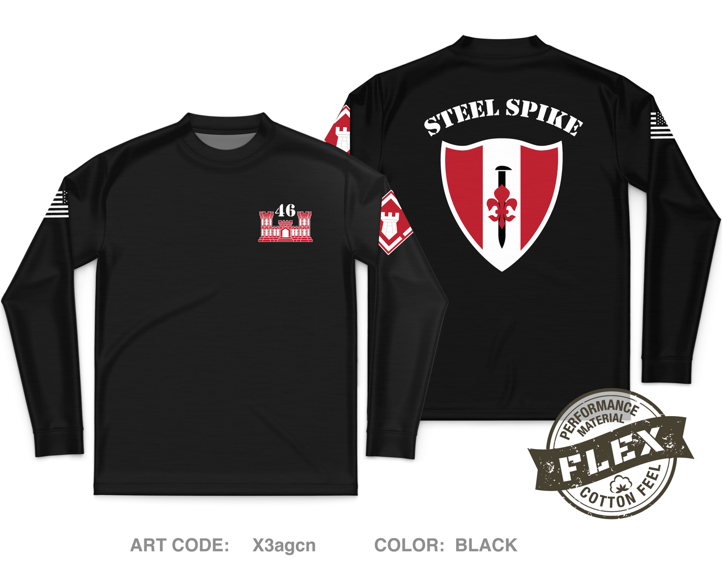 46th Engineers Core Men's LS Flex Performance Tee - X3agcn