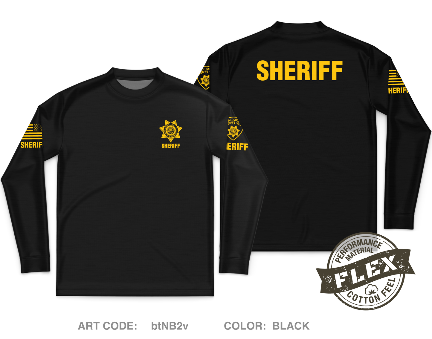 Grant County Sheriff's Office Core Men's LS Flex Performance Tee - btNB2v