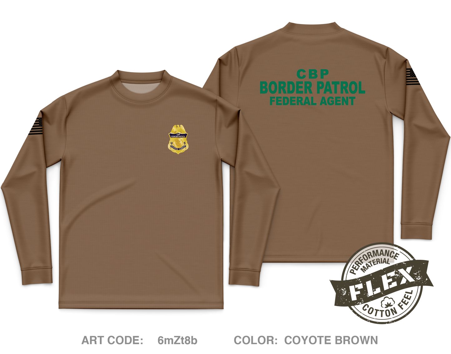 USBP Fundraising Collection Core Men's LS Flex Performance Tee - 6mZt8b