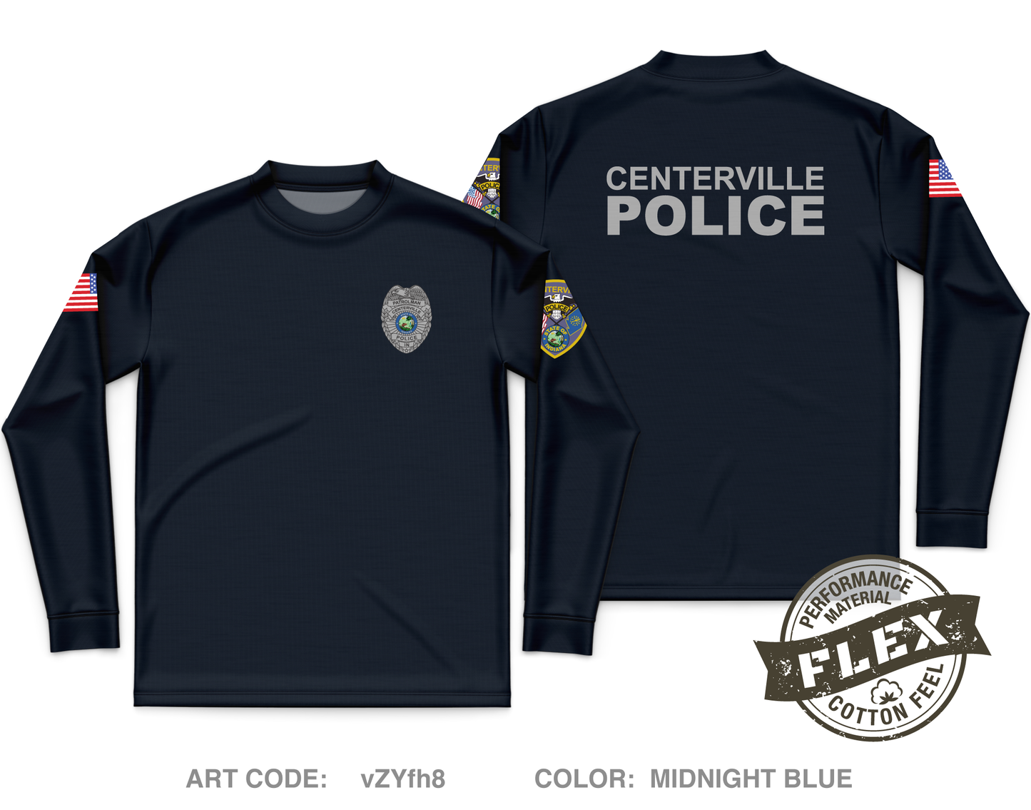 Centerville Police Department Core Men's LS Flex Performance Tee - vZYfh8