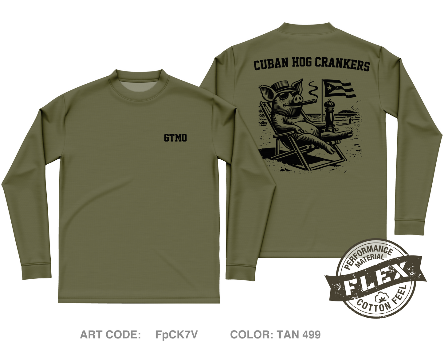 Cuban Hog Core Men's LS Flex Performance Tee - FpCK7V
