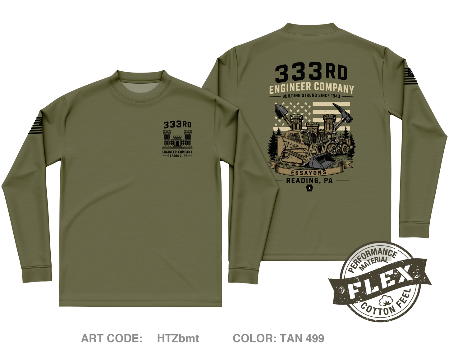 333rd Engineer Company Core Men's LS Flex Performance Tee - HTZbmt