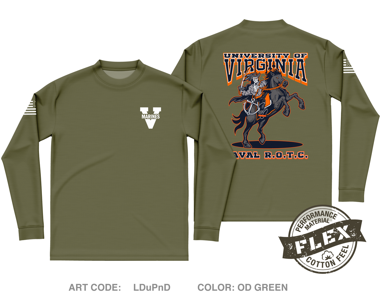 UVA NROTC Core Men's LS Flex Performance Tee - LDuPnD