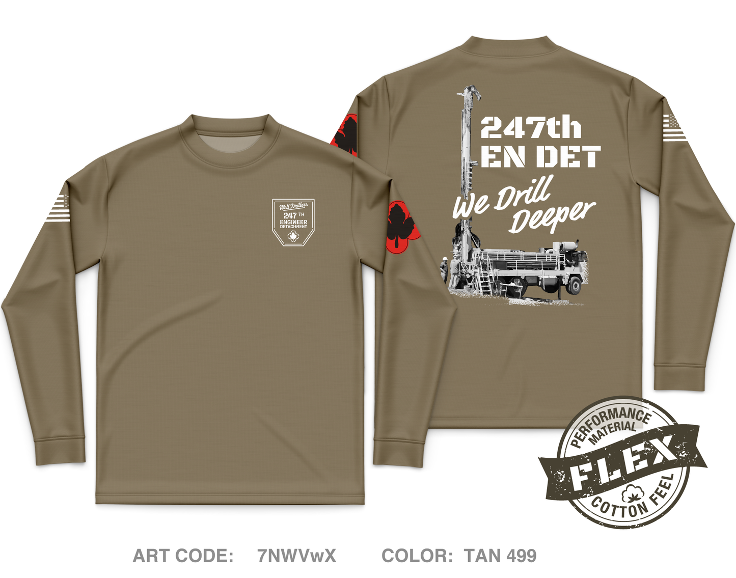 247th EN DET WD Fundraising Collection Core Men's LS Flex Performance Tee - 7NWVwX