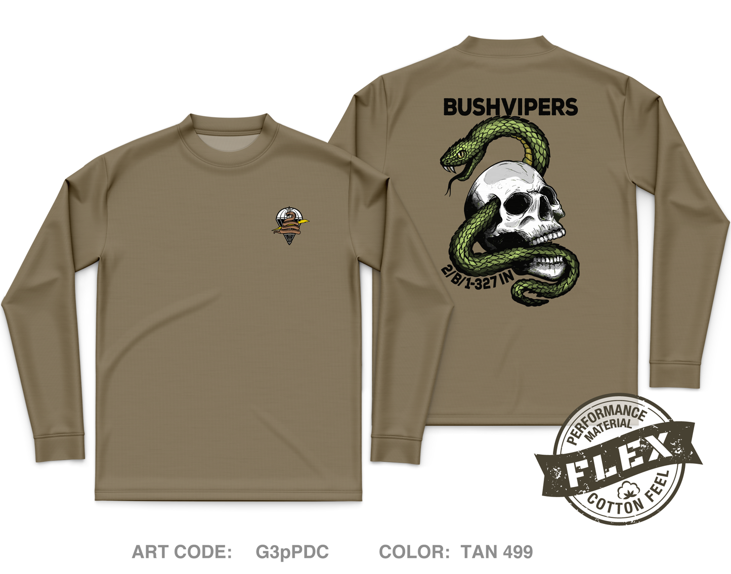 2nd PLT Bushvipers Core Men's LS Flex Performance Tee - G3pPDC