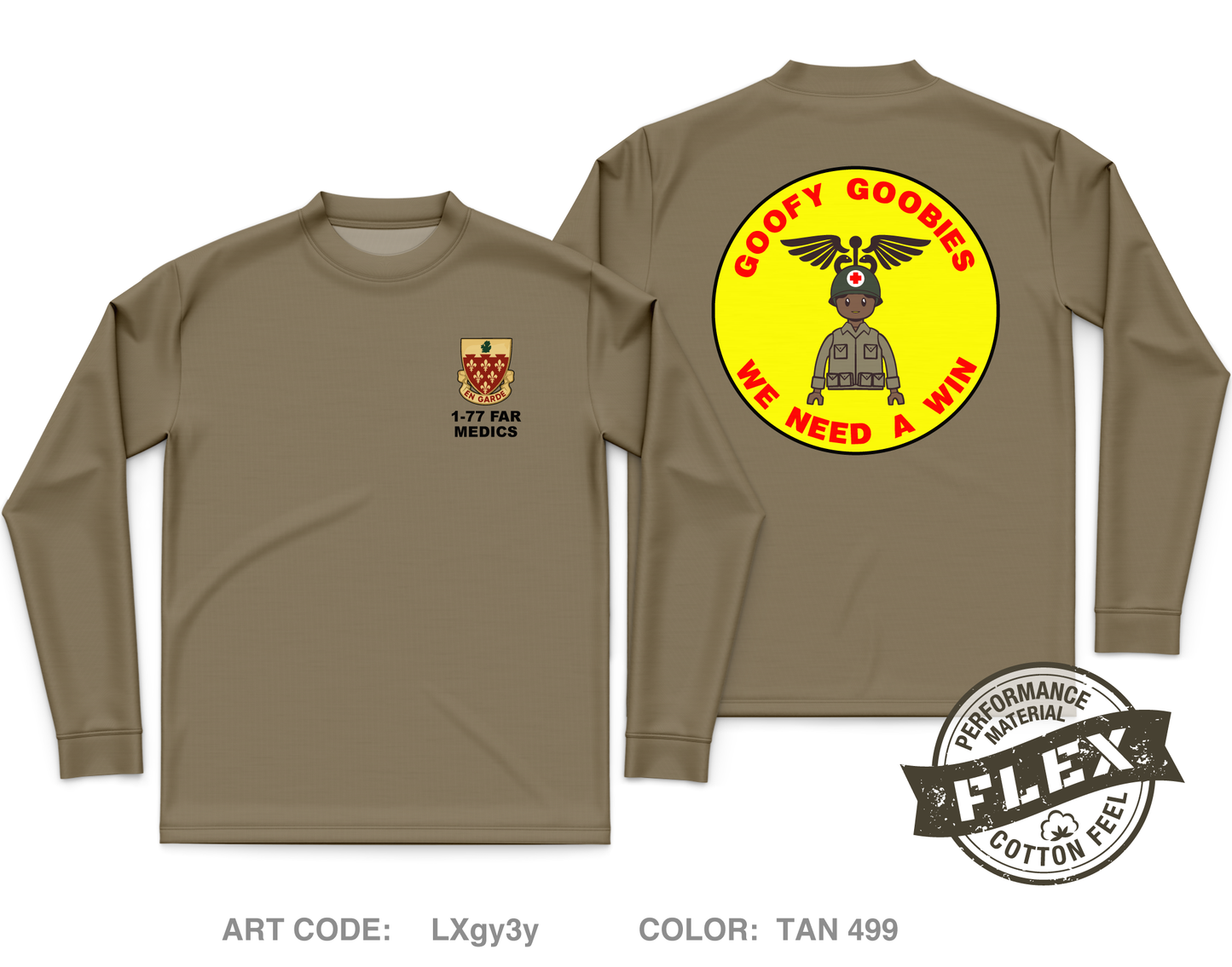 41st FAB, 1-77 FAR, HHB Medical Platoon Core Men's LS Flex Performance Tee - LXgy3y