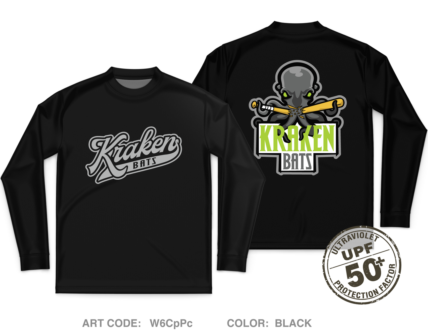 Kraken Bats Core Men's UPF 50+ Performance LS Tee - W6CpPc