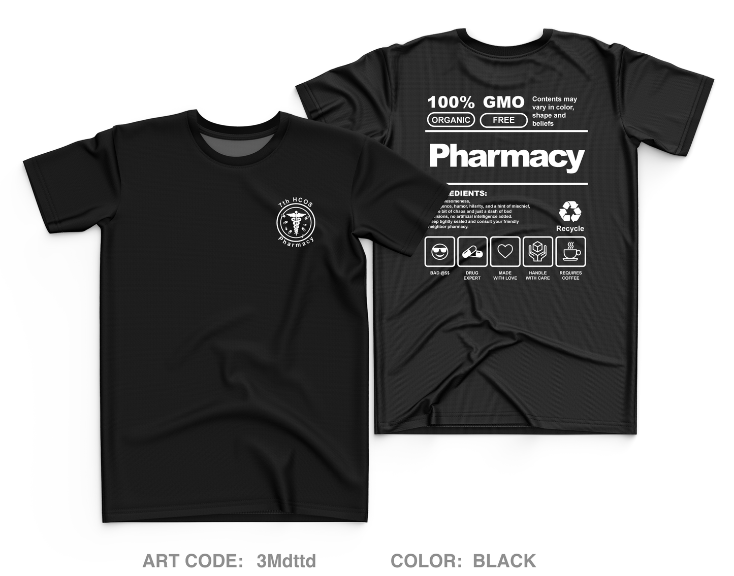 7 HCOS Pharmacy Core Men's SS Performance Tee - 3Mdttd