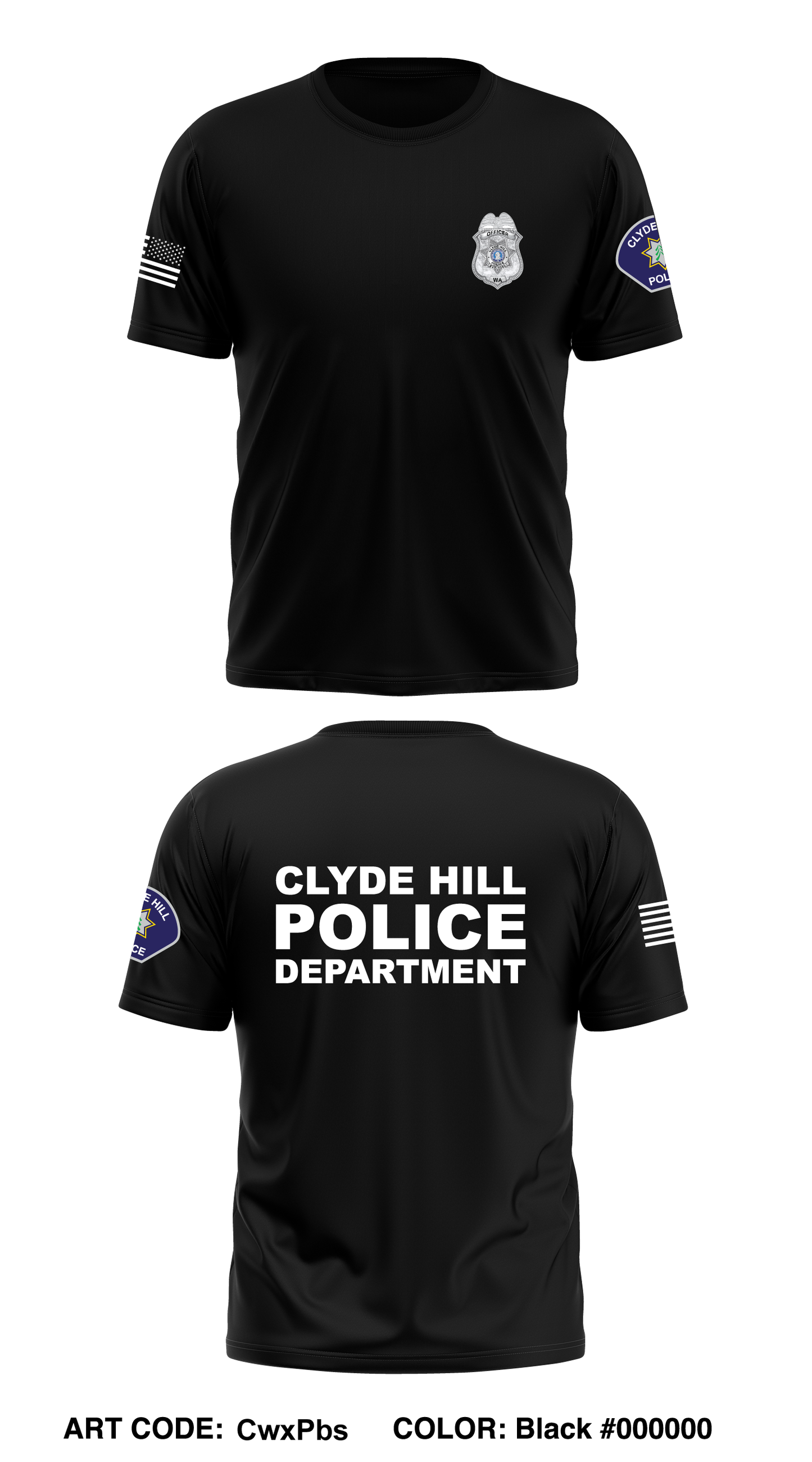 Clyde Hill Police Department Store 1 Core Men's SS Performance Tee - CwxPbs