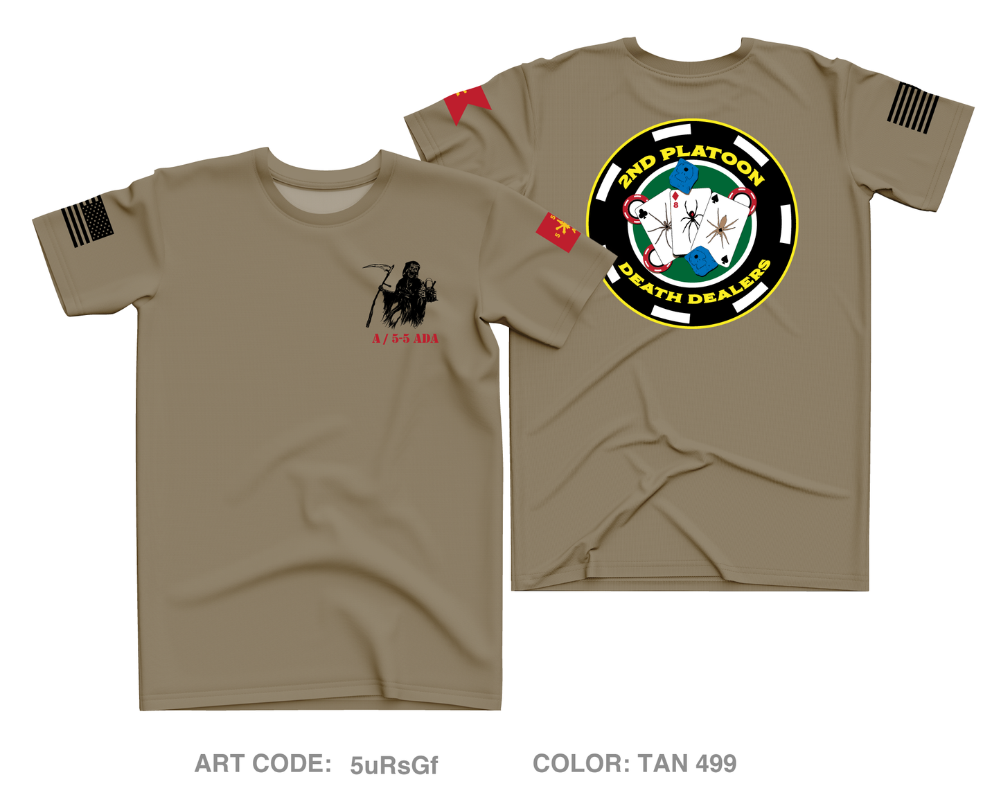 2nd Platoon Death Dealers A 5-5 Core Men's SS Performance Tee - 5uRsGf