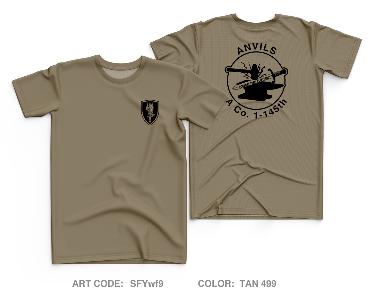 A CO. "Anvils", 1-145th Core Men's SS Performance Tee - SFYwf9