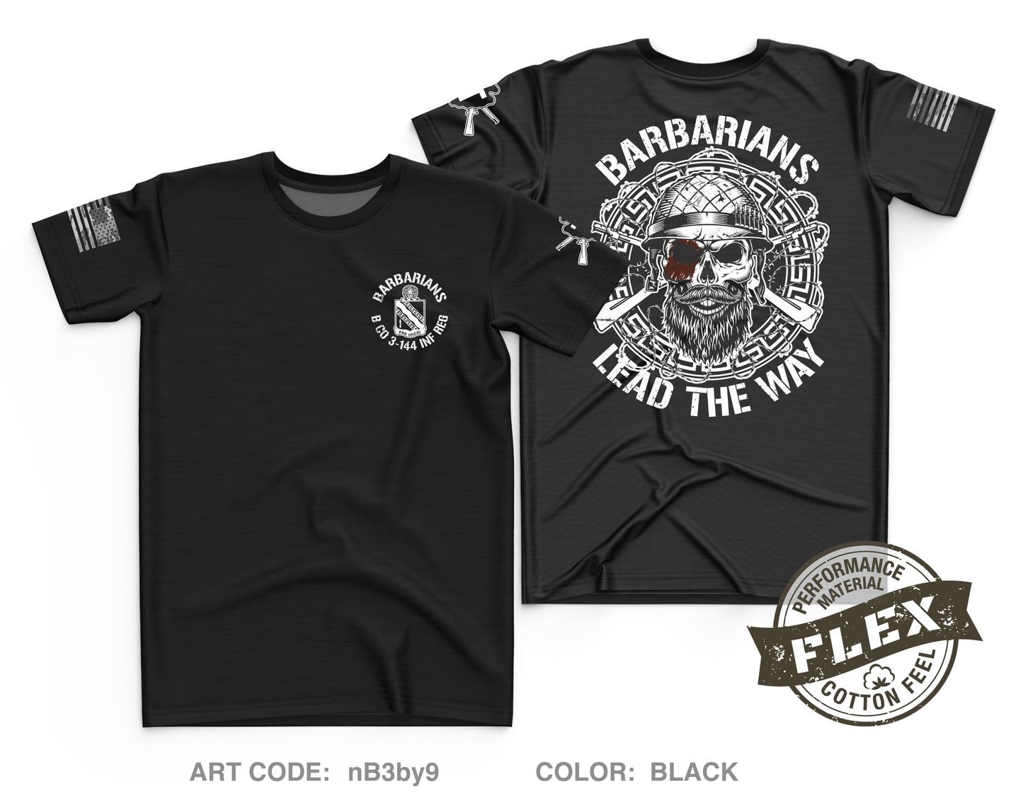 Barbarians / B Co 3-144 INF REG Core Men's SS Flex Performance Tee - nB3by9
