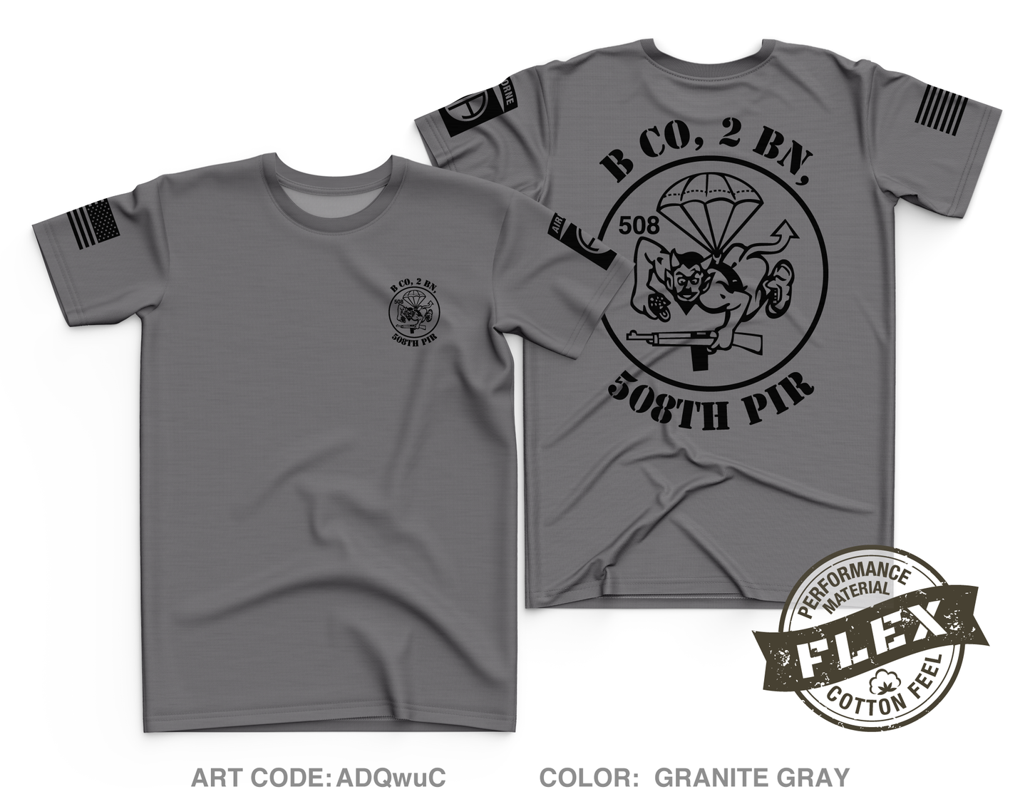 B Co, 2 BN, 508th PIR, 4BCT Core Men's SS Flex Performance Tee - ADQwuC