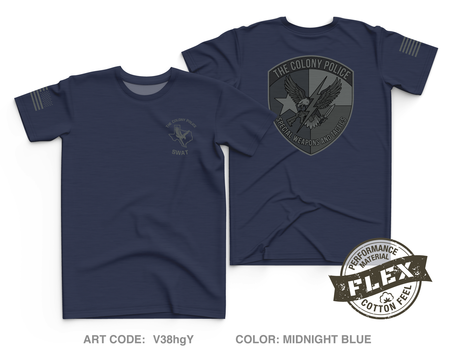 The Colony Police Department SWAT Core Men's SS Flex Performance Tee - V38hgY