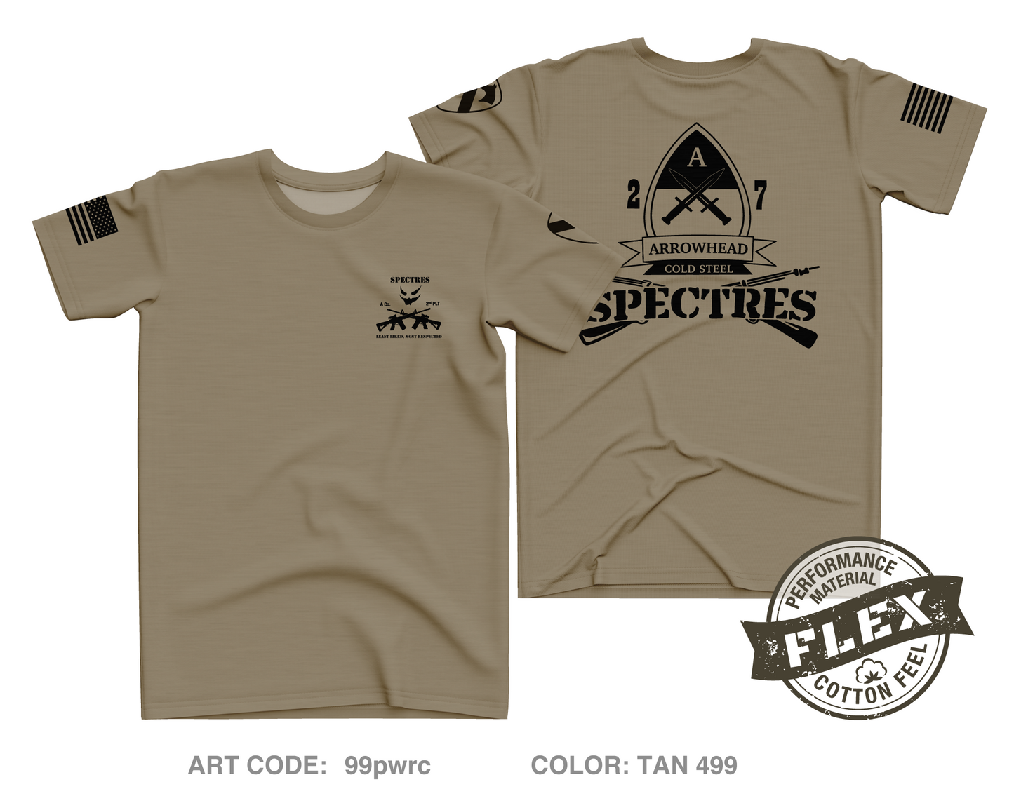 2nd PLT A-CO, 2-7CAV Core Men's SS Flex Performance Tee - 99pwrc