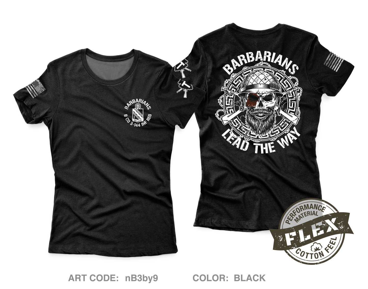Barbarians / B Co 3-144 INF REG Core Women's SS Flex Performance Tee - nB3by9