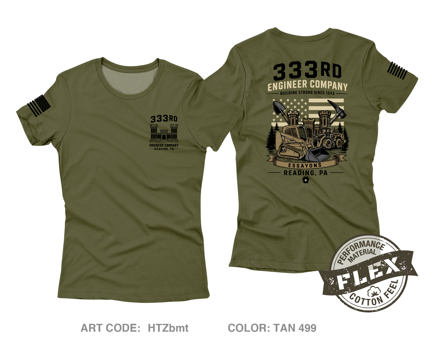 333rd Engineer Company Core Women's SS Flex Performance Tee - HTZbmt