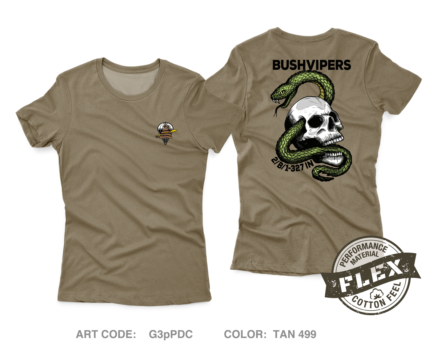 2nd PLT Bushvipers Core Women's SS Flex Performance Tee - G3pPDC
