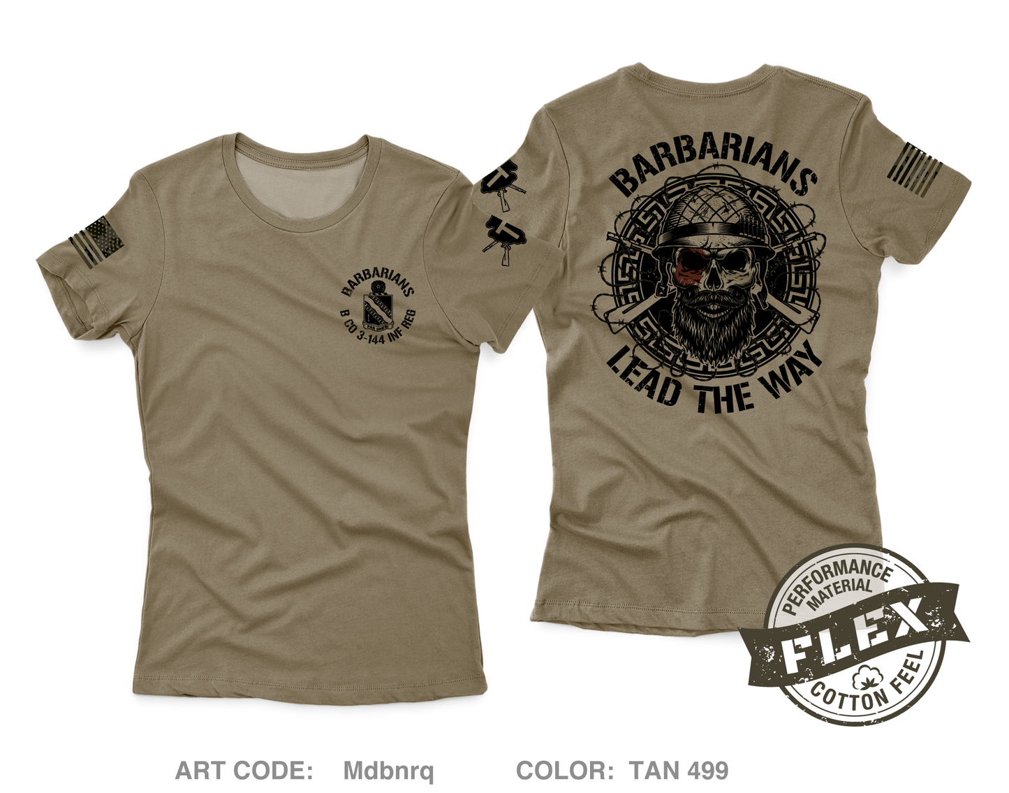 Barbarians / B Co 3-144 INF REG Core Women's SS Flex Performance Tee - Mdbnrq