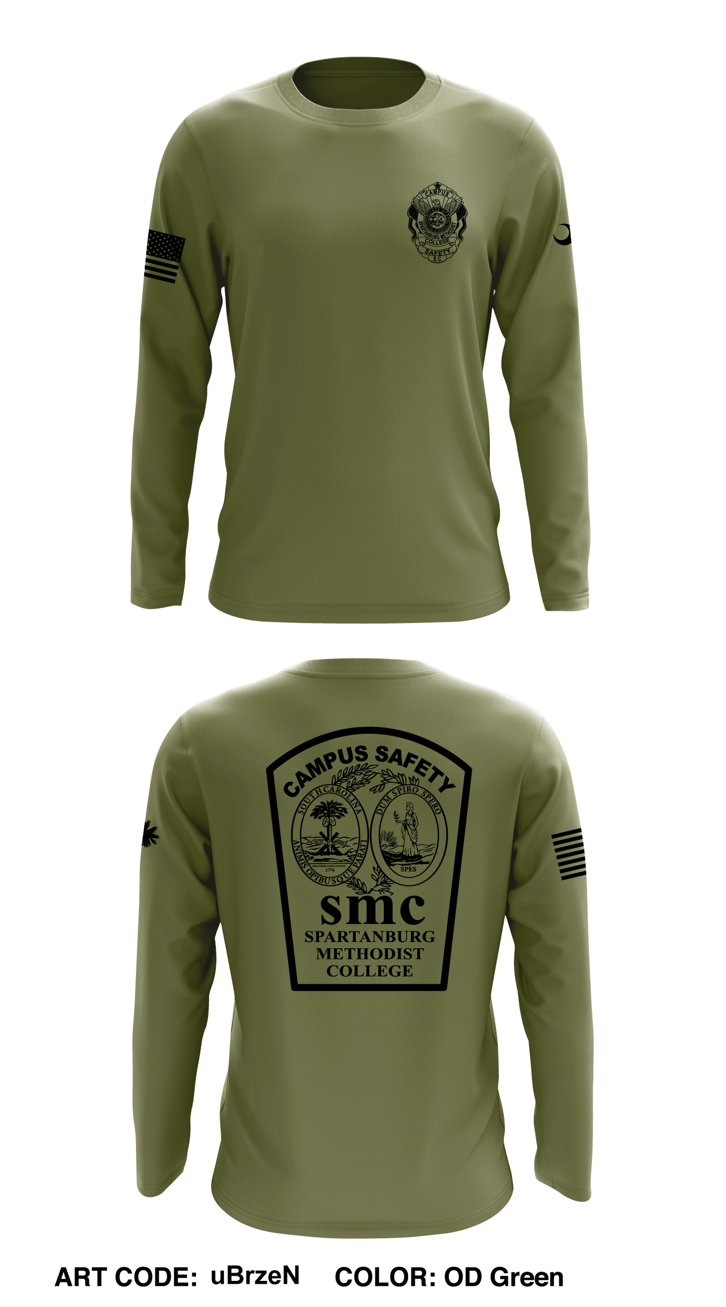 Spartanburg Methodist College Campus Safety Core Men's LS Performance Tee - uBrzeN