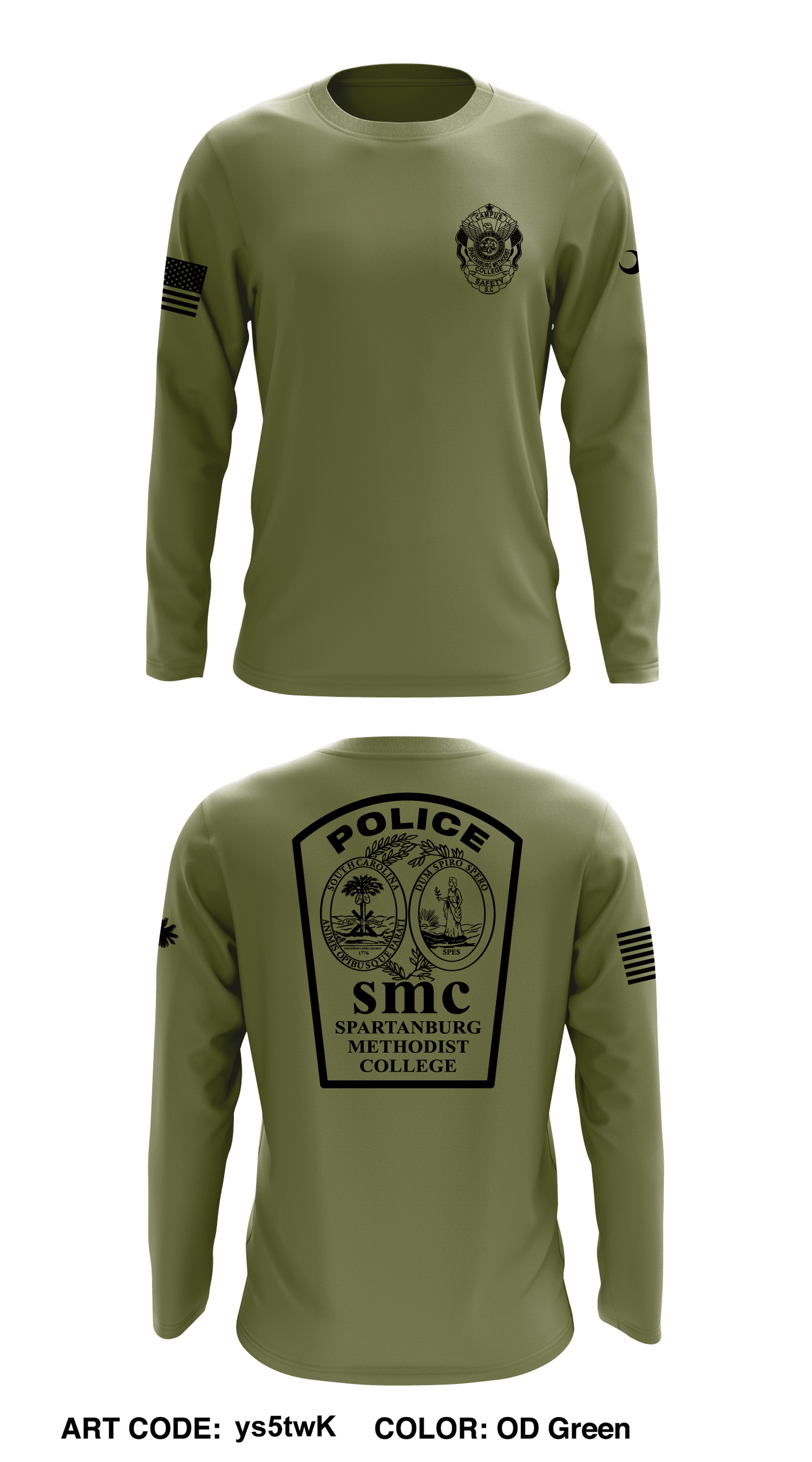 Spartanburg Methodist College Campus Safety Core Men's LS Performance Tee - ys5twK