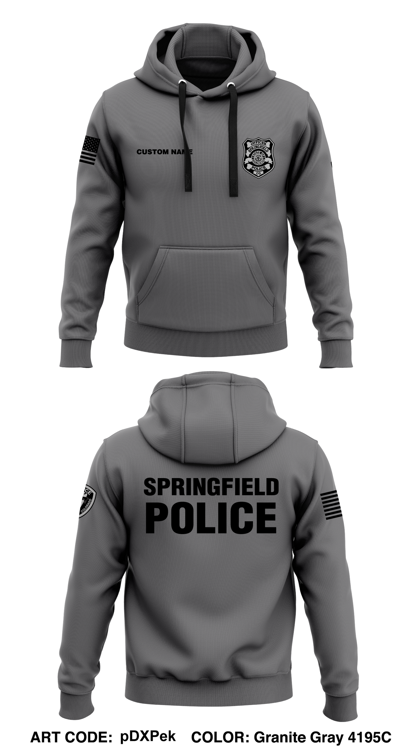 CUSTOM Springfield Police Department Core Men's Hooded Performance Sweatshirt - pDXPek
