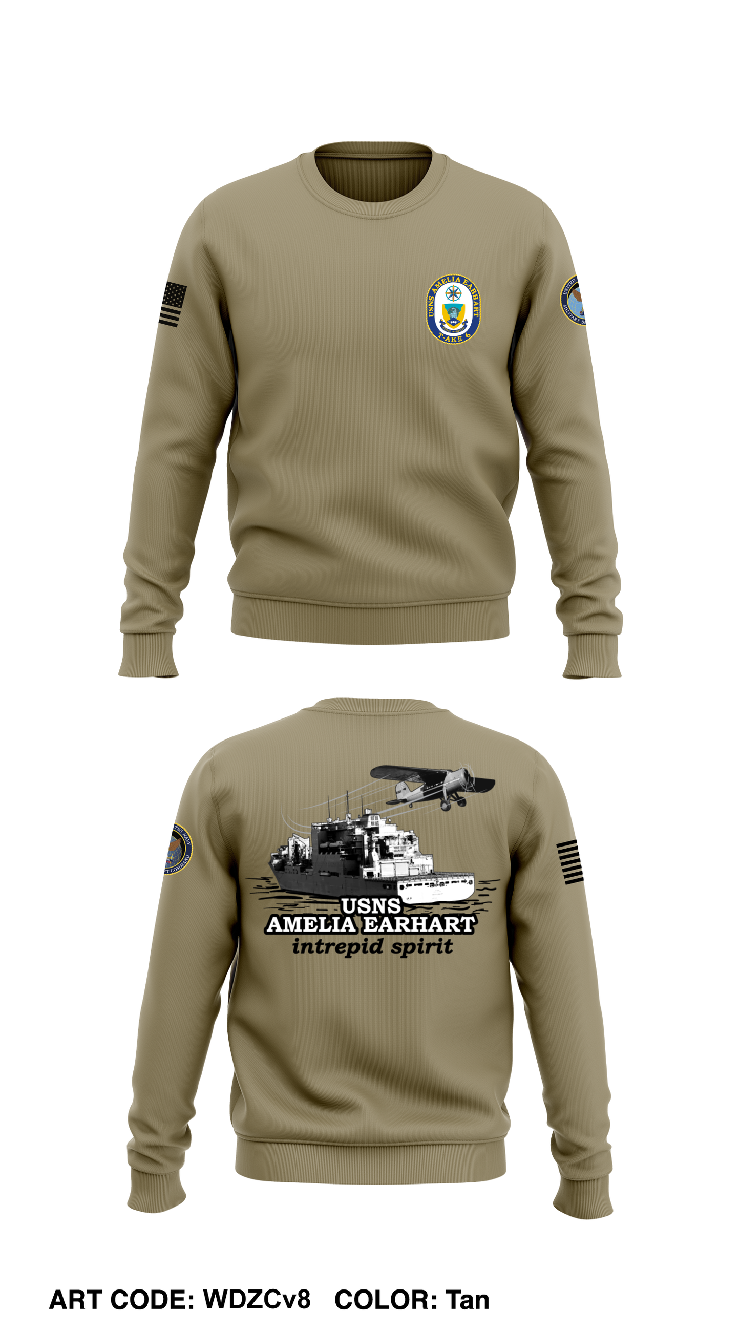 USNS AMELIA EARHART Core Men's Crewneck Performance Sweatshirt - WDZCv8