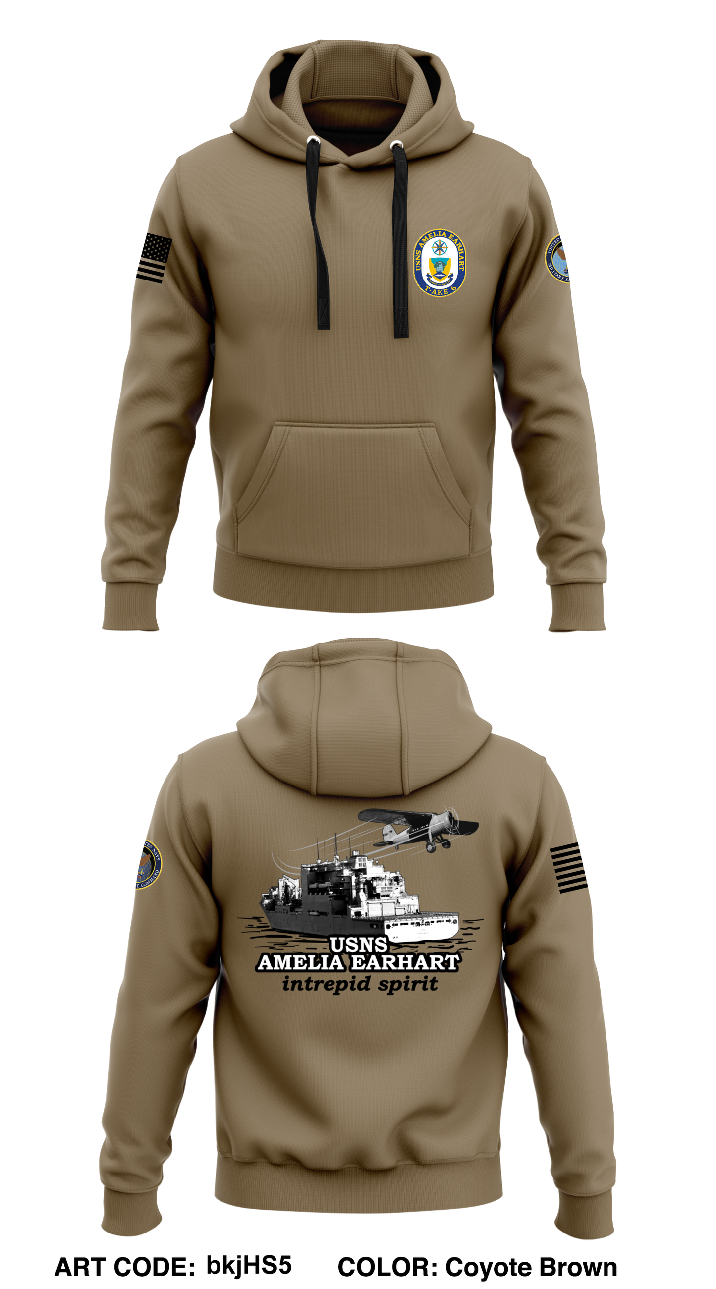 USNS AMELIA EARHART Core Men's Hooded Performance Sweatshirt - bkjHS5