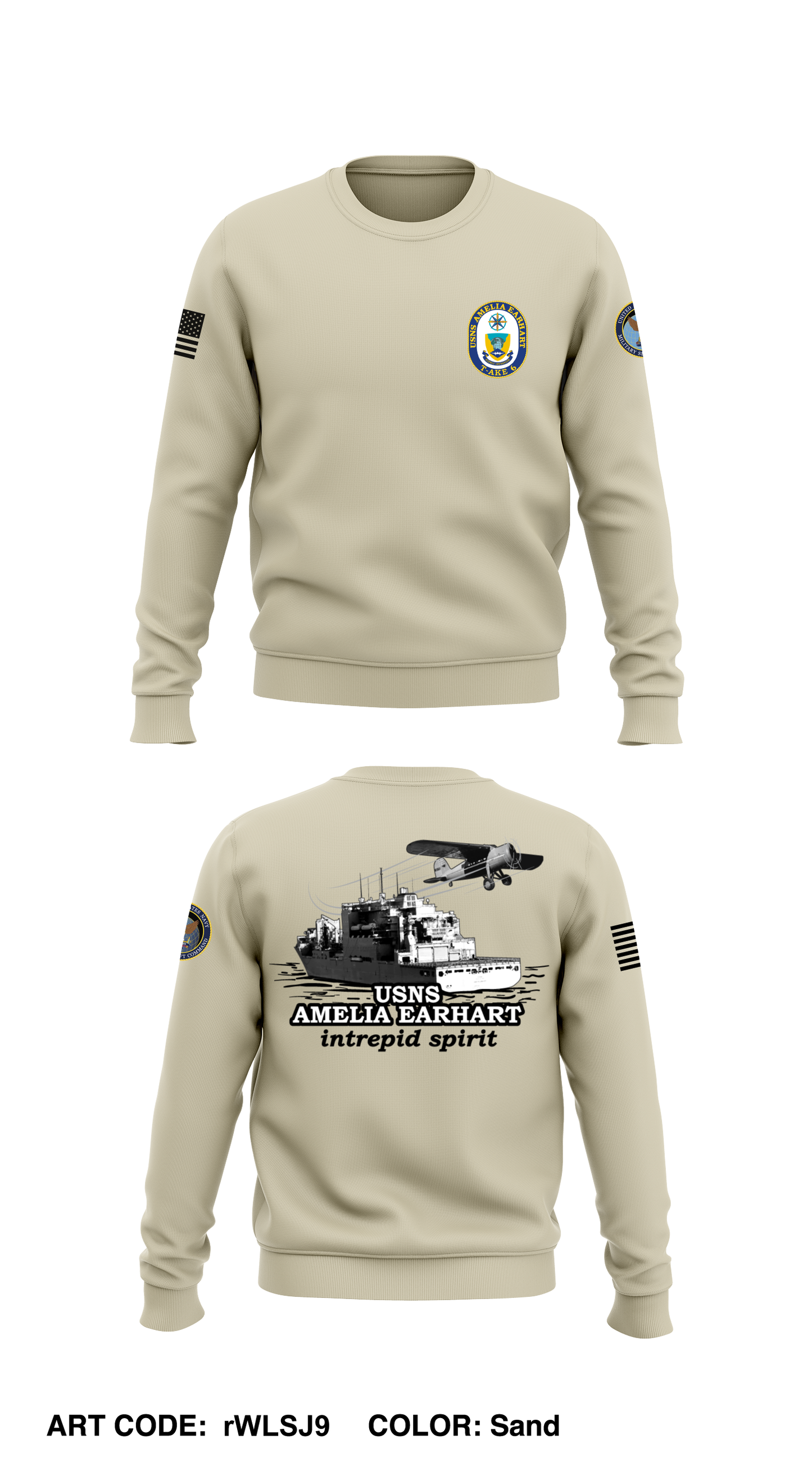 USNS AMELIA EARHART Core Men's Crewneck Performance Sweatshirt - rWLSJ9