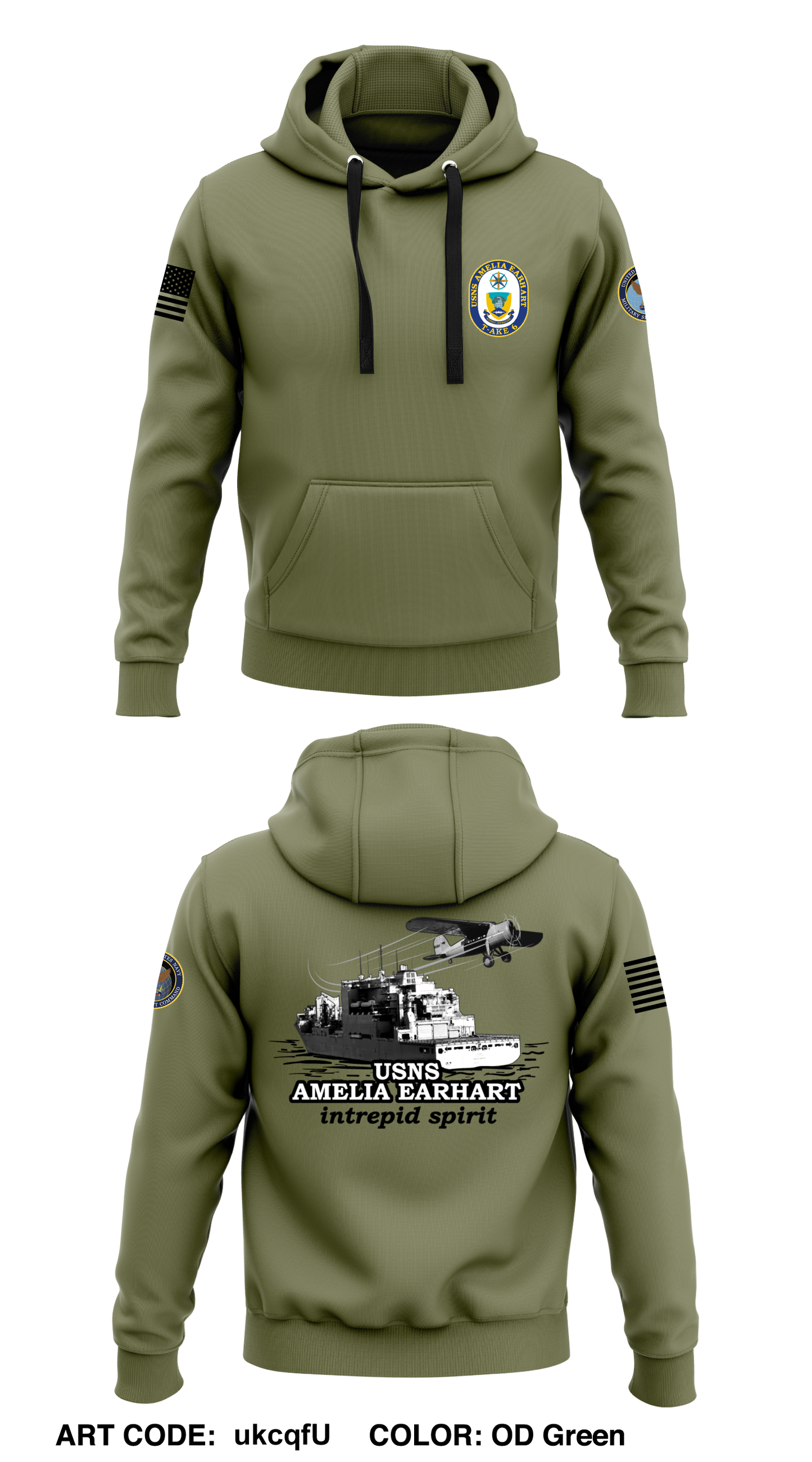USNS AMELIA EARHART Core Men's Hooded Performance Sweatshirt - ukcqfU