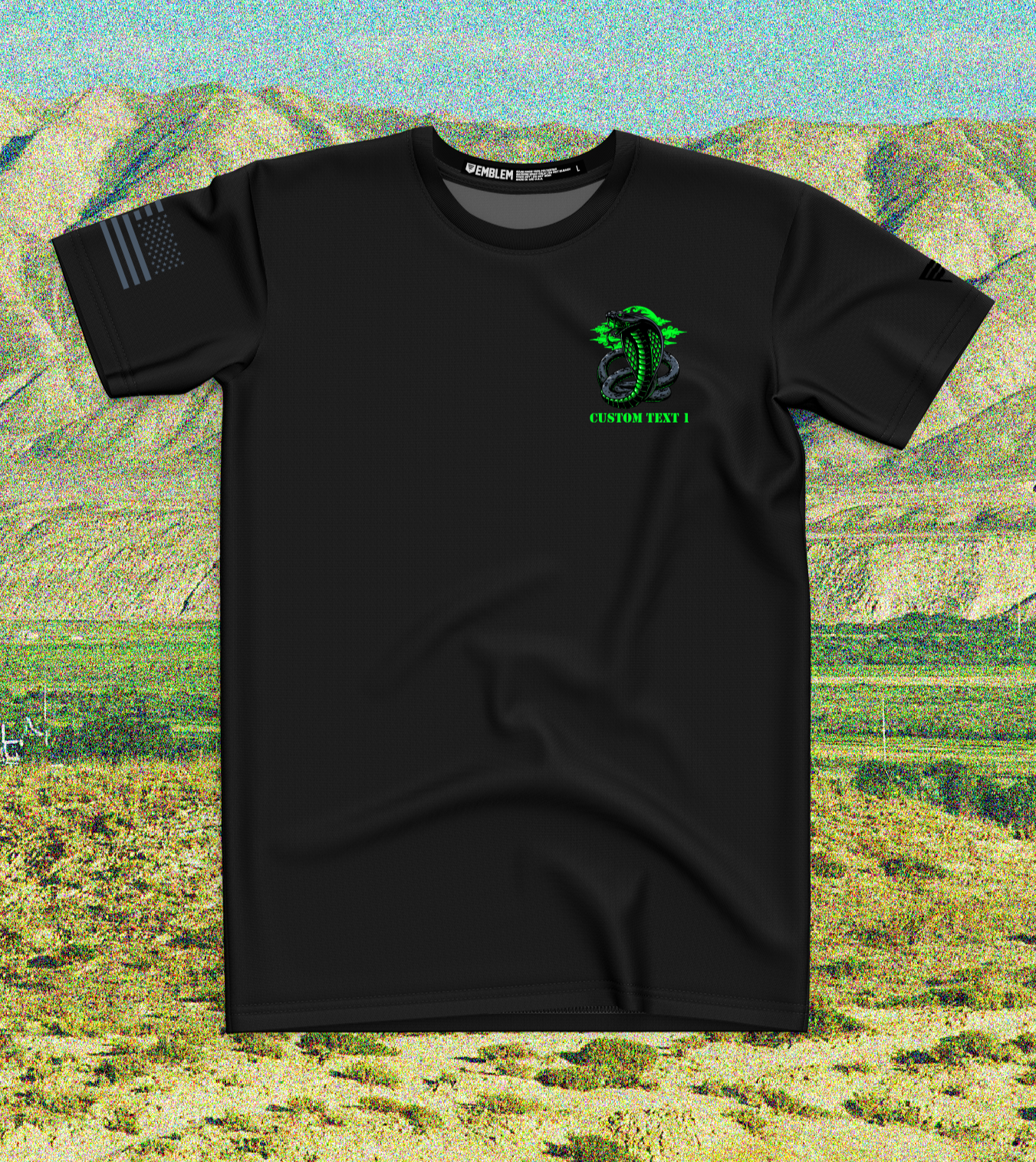 CUSTOM Emblem Snake Series Core Men's SS Performance Tee - Green Snake