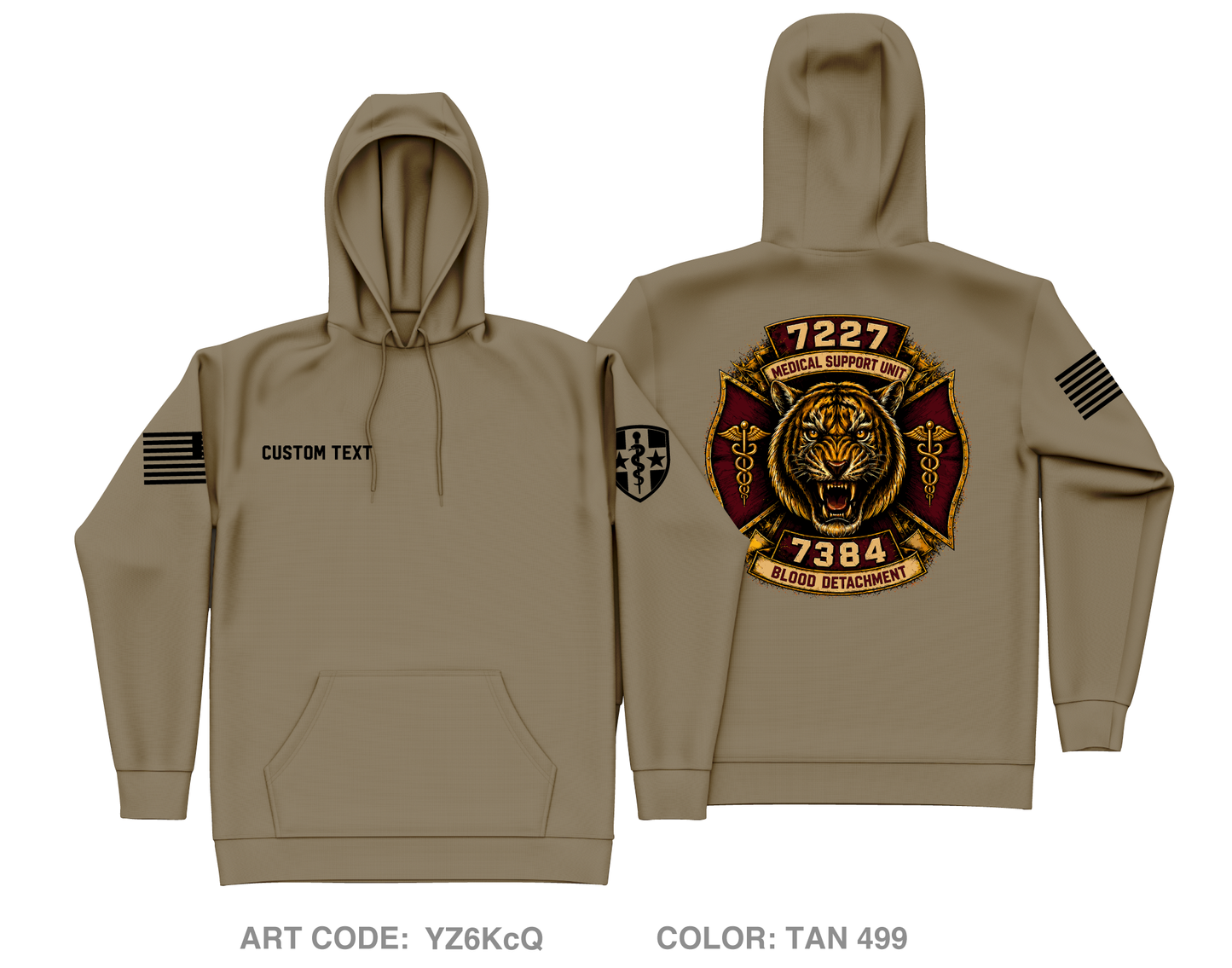 CUSTOM 7227 Medical Support Unit / 7384 Blood Detachment Core Men's Hooded Performance Sweatshirt - YZ6KcQ