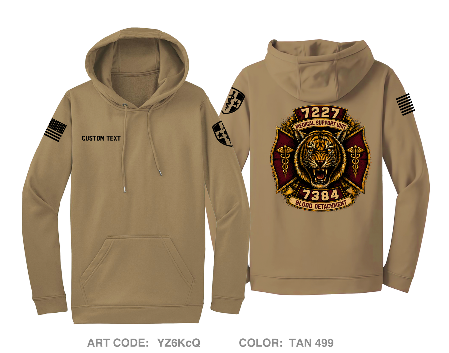 CUSTOM 7227 Medical Support Unit / 7384 Blood Detachment Hi-Tech Performance Hoodie - YZ6KcQ