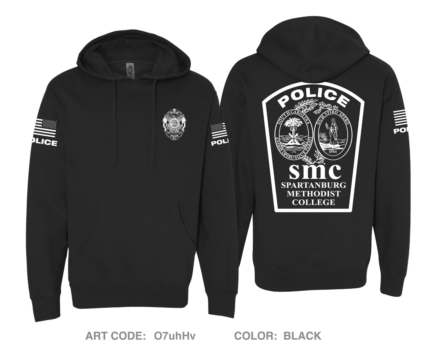 Spartanburg Methodist College Police Comfort Unisex Hooded Sweatshirt - O7uhHv