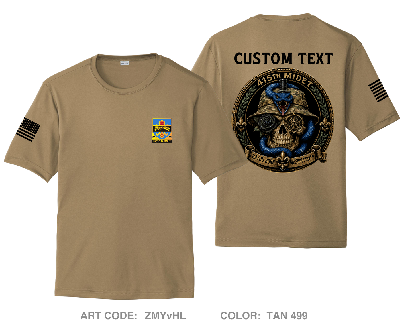 CUSTOM 415th BN MIDET Hi-Tech Performance Unisex SS Tee - ZMYvHL