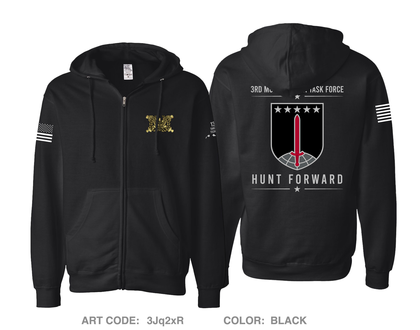 3rd Multi-Domain Task Force Comfort Unisex Cotton Blend Full-Zip Hooded Sweatshirt - 3Jq2xR
