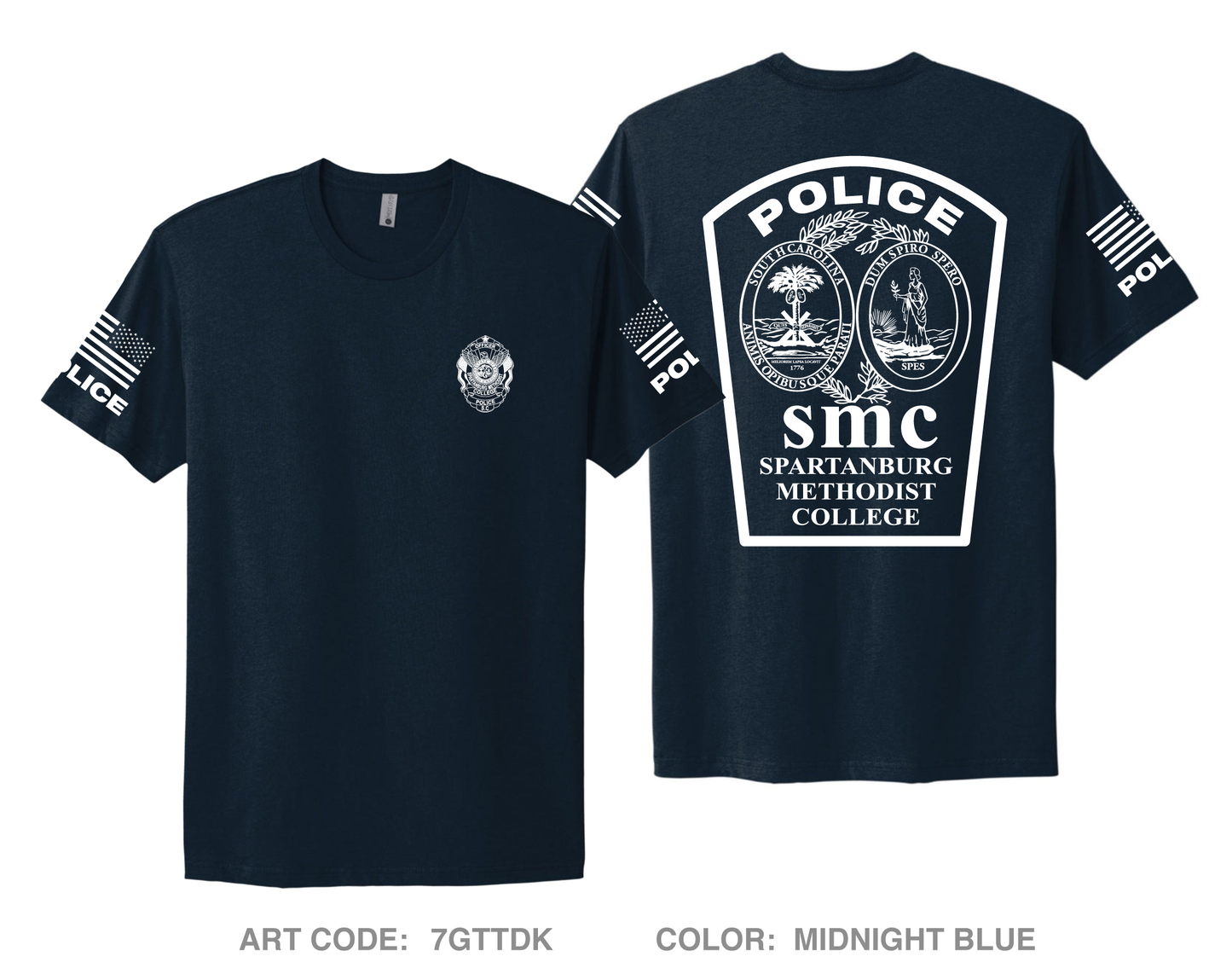 Spartanburg Methodist College Police Comfort Unisex Cotton SS Tee - 7GTTDK
