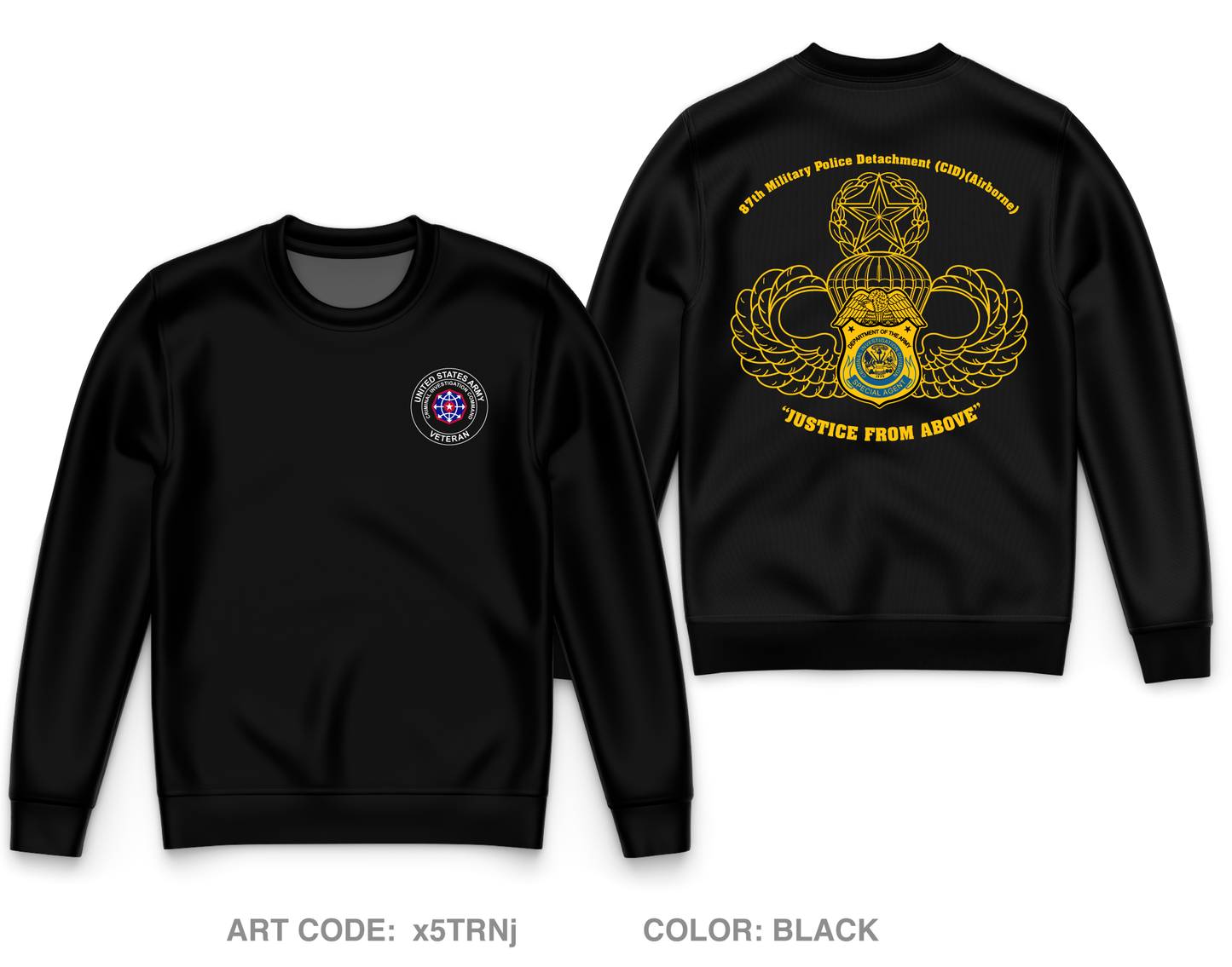 87TH MP DET (CID) (ABN) Core Men's Crewneck Performance Sweatshirt - x5TRNj