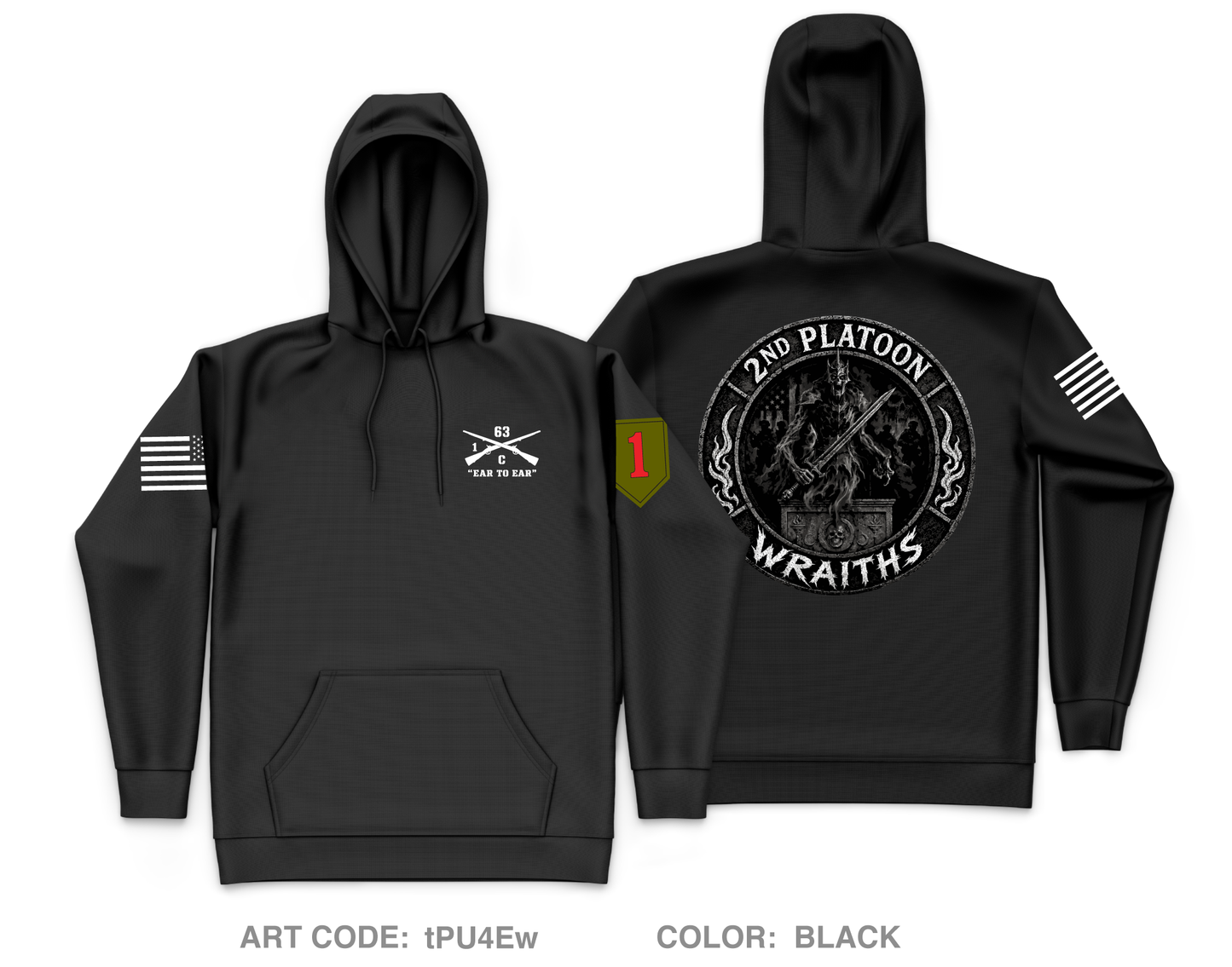 2nd PLT, C co, 1-63 AR BN Core Men's Hooded Performance Sweatshirt - tPU4Ew