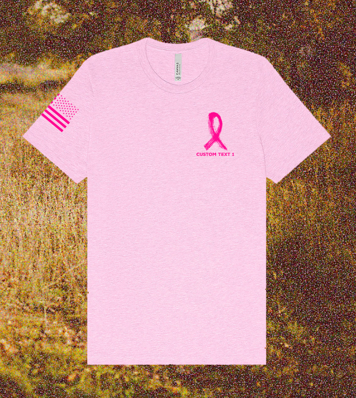 CUSTOM Breast Cancer Awareness Month Comfort Unisex Cotton Blend SS Tee - Hot Pink Flag