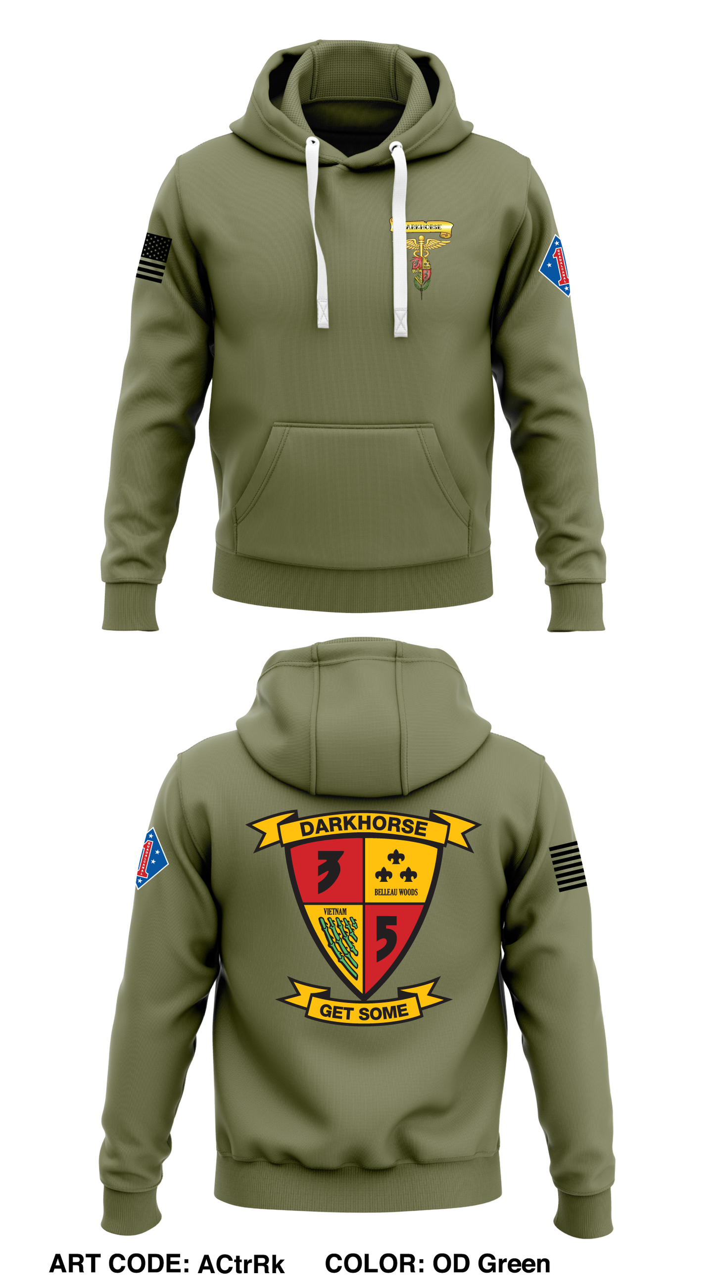3d BN, 5th Marines Core Men's Hooded Performance Sweatshirt - ACtrRk