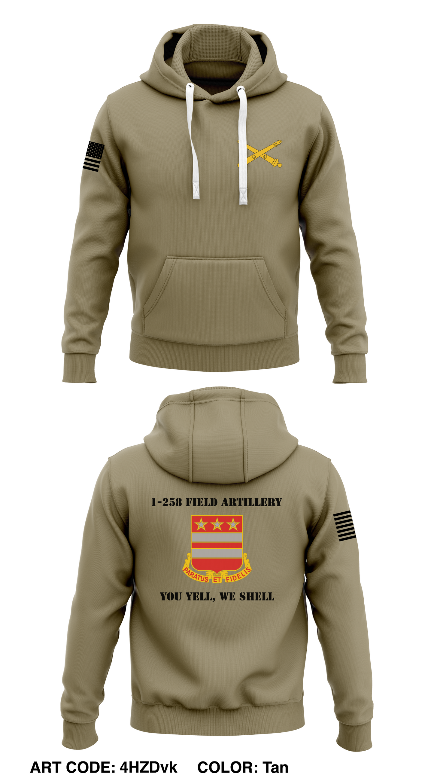 1-258 Field Artillery Store 1 Core Men's Hooded Performance Sweatshirt - 4HZDvk