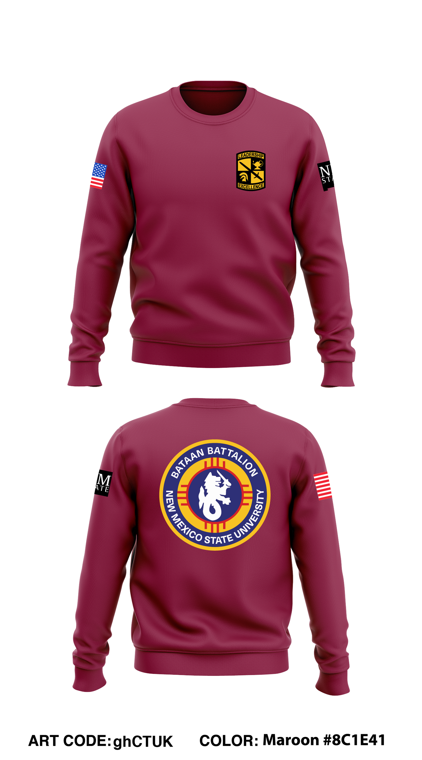 NMSU Army ROTC Store 1 Core Men's Crewneck Performance Sweatshirt - ghCTUK