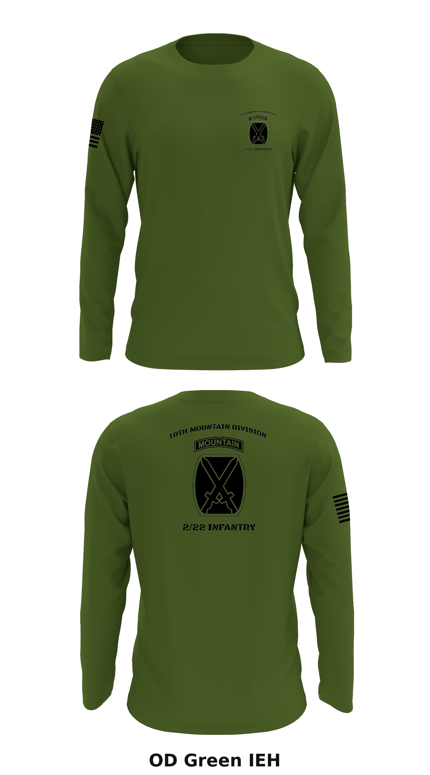 10th mountain division, 2/22 infantry Store 1 Core Men's LS Performance Tee - IEH