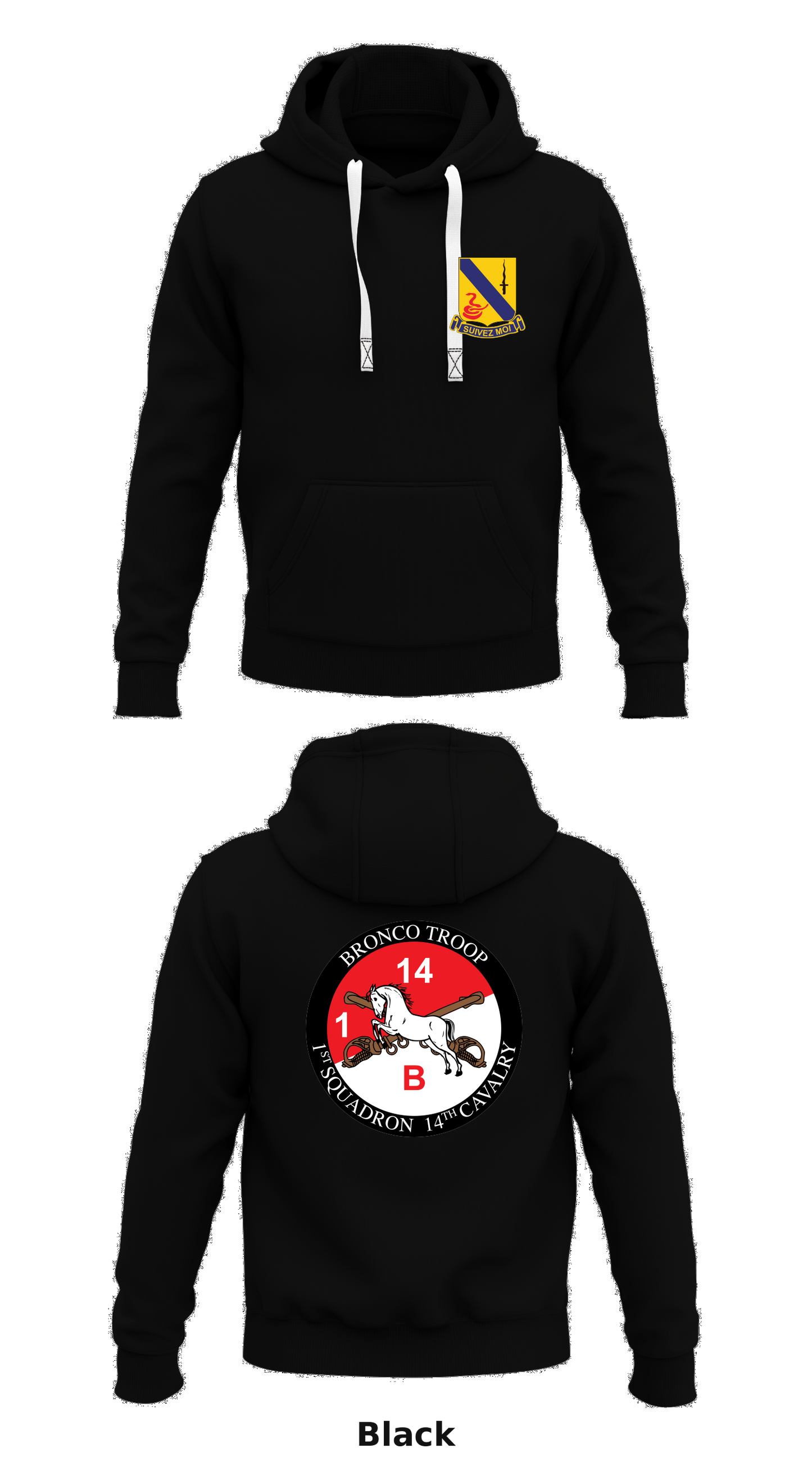 Bronco Troop, 1-14 Cav Store 1 Core Men's Hooded Performance Sweatshirt - 74110527364