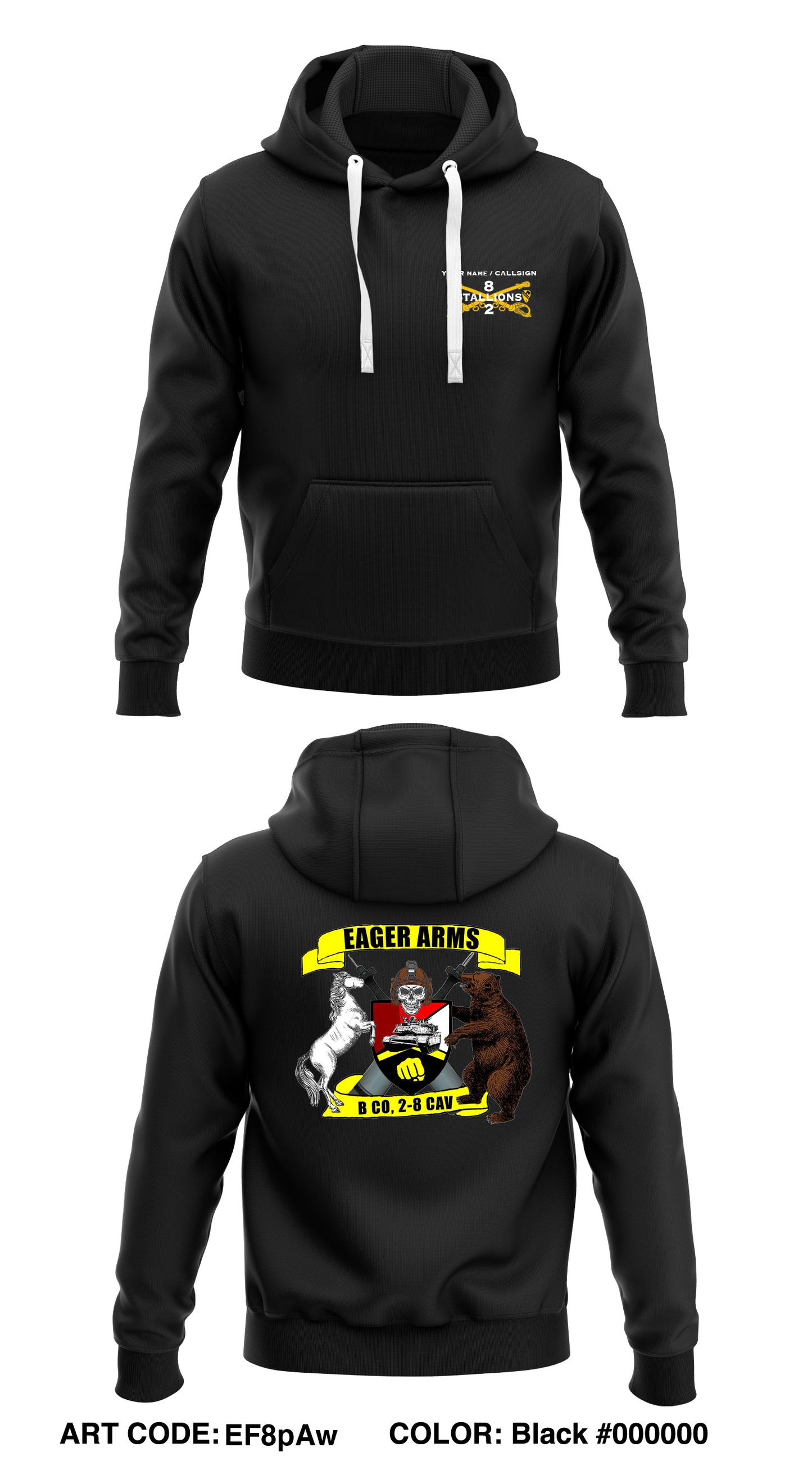 B CO 2-8CAV 1ABCT Store 1 Core Men's Hooded Performance Sweatshirt - EF8pAw