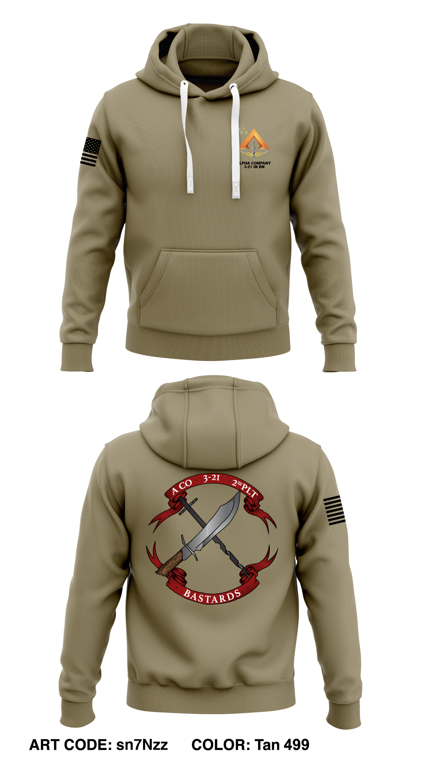 Alpha Company, 3-21 IN BN Store 1 Core Men's Hooded Performance Sweatshirt - sn7Nzz